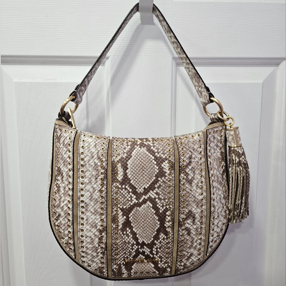 Michael Kors Snake Print Shoulder/Crossbody Bag with Tassel - Like NEW